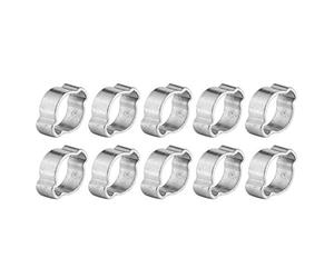 2-Ear Hose Clamps, Akozon Two-Ear Hose Drive Clamp Tube Clip 10pcs Hose Clamp Stainless Steel Two-Ear Pipe Clip Hoop Plumbing Fastener Fule Petrol Pipe Tube(15-18MM)