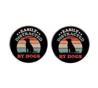 2 EASILY DISTRACTED BY DOGS Enamel Pins, Humor Pet Dog Lapel Pins, Clothes Backpack Purse Hat Accessories, 3cm(1.2"), Metal, no gemstone