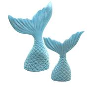 2 Edible Mermaid Tails Large and Small Birthday Cake Toppers (Blue)