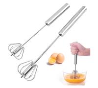 2 Egg Mixers- Stainless Steel Wire Whisk Hand Push Semi Automatic Blender Mixer.(12 Inches + 10 Inches)