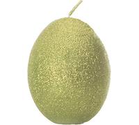 2 Egg Shaped Candles Sparkly Olive with a Hint of Lime Oval Shape
