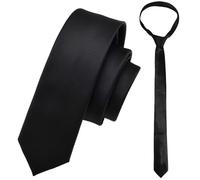2" Elegant Skinny Neck Tie for Men, Necktie for Men in Soft, Skinny Black Ties for Men, Classic Solid Colors for Formal Wear Weddings Proms Business Meetings, Stylish Unisex Design (5 cm Black)