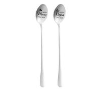 2 Engraved Coffee Spoons, 1 Storage Box, Christmas Gifts for Parents, Engraved Spoons, Stainless Steel Mixing Spoons, Kitchen Cooking Spoons, Gifts for Mom and Dad
