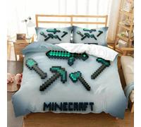 (2, EU Single 135x200cm) Games My World Bedding Set,Minecraft Steve Creeper Sword Ender Duvet Cover Pillowcase Bedroom Decoration Gifts