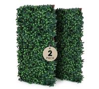 2 Expanding Trellis With Artificial Leaves 35x71 In (90x180 cm) - Garden Privacy Screen & Outdoor Decor, Ficus Leaf Artificial Hedge Screening Panel for Balcony, Terrace, and Wall