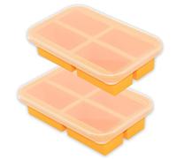 2 Extra-Large Silicone Freezing Trays with Lid - Heavy Duty Plastic Food Container, Soup Freezer, Sauces, Meal Prep, 300ml Per Portion (2pk)