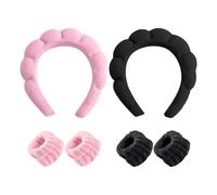 2 Face Wash Sets, Headband And Wristband Set, Women’S Face Wash Headband, Plush Makeup Remover Decoration, High Crown Hair Accessories