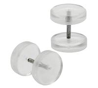 2 Fakeplugs Fake Tunnel Earrings Ear Stud Piercing to Screw Acrylic Disc Ø 12 mm with real plug effect blue red black, variant:clear
