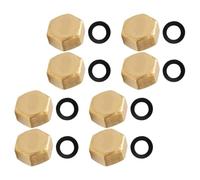 /2 Female Thread End Cap Brass Inch 8pcs for Garden Hose Pipe | Solid Copper Brass Build, Hex Socket Grip, Polished Golden Finish, Blocks Debris on Valves and Tubing