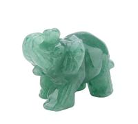 2 Figurine, Carved Crystal MIni Elephant Ornaments, Home Decoration for Office Desk Decor (Green)