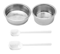 2 Filters and 2 Measuring Spoons for Coffee Machines, Spare Parts and Accessories With Handle, Made of Stainless Steel