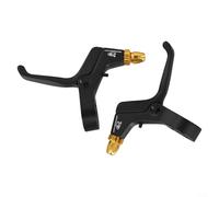 2 Finger Aluminum Alloy Brake Levers Set Mountain Bike Brake Control System Compatible with Mechanical Disc Linear Pull Brakes Lightweight Design for Kids Bicycle(Gold)