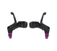 2 Finger Aluminum Alloy Brake Levers Set Mountain Bike Brake Control System Compatible with Mechanical Disc Linear Pull Brakes Lightweight Design for Kids Bicycle(Purple)