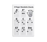 2 Finger Beginner Mandolin Chords Poster Great for Beginners Easy Mando Chords Educational Chart Poster 16x24inch(40x60cm)