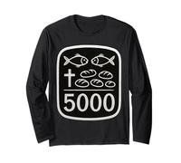 2 Fish 5 Breads Jesus Feeds 5000 Cross Christian Bible Verse Long Sleeve T-Shirt