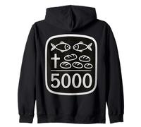2 Fish 5 Breads Jesus Feeds 5000 Cross Christian Bible Verse Zip Hoodie