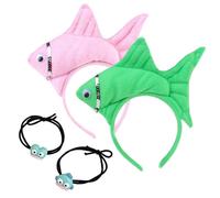 2 Fish-Shaped Hair Bands And 2 Hair Ropes, Marine Animal Headdresses, Party Hair Bands, Holiday Dress-Up Props, Suitable For Dances And Festivals.