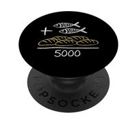2 Fishes 5 Breads Jesus Feeds The 5000 Gift God Bible Verse PopSockets Adhesive PopGrip