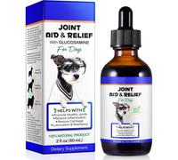 (2 fl oz) Joint & Hip Supplement with Glucosamine for Dogs, Joint Aid Liquid Drops with Chondroitin and Turmeric Oil Supports Dog Joint Pain Relief