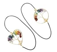 2 Flexible Bookmarks - Vintage Gold Metal with Healing Chakra Crystals | Retro Elastic Design for Books, Planners, Notebooks, Birthdays, Reading Lovers