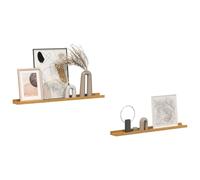 Wall Shelf Beige 80x9x3cm Engineered Wood 2-Tier Minimalist Indoor Display Small