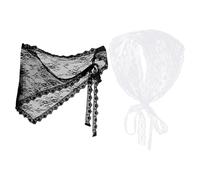 2 Flower-Shaped Headscarves, Bohemian Style Headbands, Sunscreen Hair Accessories, Lace Triangle Scarves, Suitable For Summer Wear And Beach Vacations (White, Black).