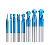 2 Flute Nano Blue Coat Ball Nose Spiral End Mill Set Carbide End Mill CNC Machine Router Bit CNC Router Bits for Wood Working Acrylic MDF PVC