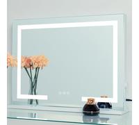 2-FNS Hollywood Makeup Mirror with Bright LED Backlit Lights, 3 Color Lighting Modes & Smart Touch Control Screen, Vanity Mirror with USB Charging Port, 58cm×46 cm for Dressing Room & Bedroom & Salon