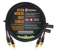 2 Foot RCA Cable Pair - Gotham GAC-4/1 (Black) Star-Quad Audio Interconnect Cable with Amphenol ACPL Black Chrome Body, Gold Plated RCA Connectors - Directional