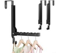 2 For Pack Folding Over The Door Storage Rack With Six Slots For Hats And Bags Space Saving Metal Organizer In Black Or White Color For Bedroom Bathroom Laundry Room Use Without Drilling Holes(Black)