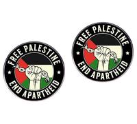 2 FREE PALESTINE END APARTHEID Pins, Palestine Fist Pin, Break Free from Chains Inspirational Metal Alloy Badge, Metal, no gemstone