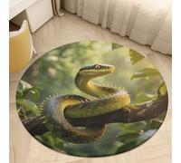 2 ft Round Area Rug for Bedroom Water Absorbent Coral Velvet Low Pile Floor Carpet Boho Non-Slip Backing Rough - Scaled Bush Viper Throw Rug Machine Washable Bathroom Mat for Tub Shower Toilet