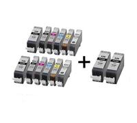 2 Full set of Canon Replacement Ink Cartridges + 2 Extra Black (PGI-520BK-CLI-521BK/C/M/Y/GY)