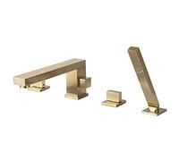 2 Function Bathtub Filler Mixer Taps Deck Mounted Bath Shower Bathtub with Cold and Hot Water Single Handle Shower Set Chrome (Brushed Gold) Interesting