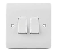 2 Gang 2 Way Light Switch - White Electric Curved Edge Light Switches with Screws - 250 V A.C, 10AX Double Wall Switch for Home, Office, Industries, Shedes, garages etc