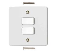 2 Gang 2 Way Light Switch - White Electric Curved Edge Light Switches with Screws - 250 V A.C, 10AX Double Wall Switch for Home, Office, Industries, Shedes, garages etc