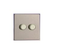 2 GANG 2 WAY SCREWLESS SINGLE LIGHT PUSH DIMMER SWITCH POLISHED CHROME 250W SLIM UK