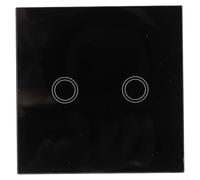 2-Gang Capacitive Touch Light Switch With Tempered Glass Panel, Fireproof PC Housing, LED Indicator, Single Live Wire No Neutral Required, Compatible (black)