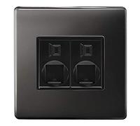 2 Gang Double Ethernet Port Data Socket CAT 5 Wall Plate Black Nickel Polished N443GME-HE