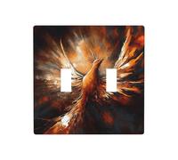 2 Gang Double Toggle Wall Plates, Abstract Phoenix Duplex Light Switch Plate Covers Unbreakable Decorative Electrical Switchplate Cover Faceplate For Bathroom Kitchen Decor
