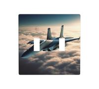 2 Gang Double Toggle Wall Plates, Unbreakable Decorative Duplex Light Switch Plate Covers Aircraft Fighter Jets Electrical Switchplate Cover Faceplate for Bathroom Kitchen Decor