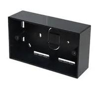 2-Gang Double Trail Square Box, 32mm Deep, Black ABS Surface Mount, Dual Mounting for Electrical Socket