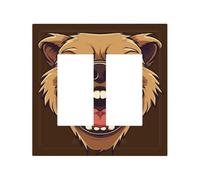 2-Gang Light Switch Cover Bear showing teeth Wall Plate for Electrical Outlets Double Decorator Wall Plates 4.9" x 5" Mid-size Receptacle Outlet Covers Blank Faceplate Cover