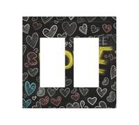 2-Gang Light Switch Cover Chalk love Wall Plate for Electrical Outlets Double Decorator Wall Plates 4.9" x 5" Mid-size Receptacle Outlet Covers Blank Faceplate Cover
