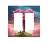 2-Gang Light Switch Cover Colorful Heart Tree Wall Plate for Electrical Outlets Double Decorator Wall Plates 4.9" x 5" Mid-size Receptacle Outlet Covers Blank Faceplate Cover