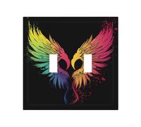 2-Gang Light Switch Cover Colorful love wings Wall Plate for Electrical Outlets Double Decorator Wall Plates 4.9" x 5" Mid-size Receptacle Outlet Covers Blank Faceplate Cover