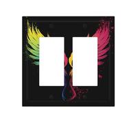 2-Gang Light Switch Cover Colorful love wings Wall Plate for Electrical Outlets Double Decorator Wall Plates 4.9" x 5" Mid-size Receptacle Outlet Covers Blank Faceplate Cover