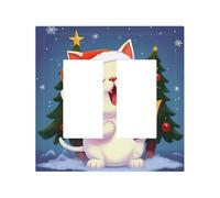 2-Gang Light Switch Cover Cute Cat Sing Christmas Carols Wall Plate for Electrical Outlets Double Decorator Wall Plates 4.9" x 5" Mid-size Receptacle Outlet Covers Blank Faceplate Cover
