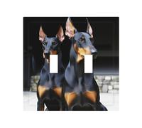 2-Gang Light Switch Cover doberman Wall Plate for Electrical Outlets Double Decorator Wall Plates 4.9" x 5" Mid-size Receptacle Outlet Covers Blank Faceplate Cover