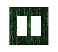 2-Gang Light Switch Cover Green Number Binary Wall Plate for Electrical Outlets Double Decorator Wall Plates 4.9" x 5" Mid-size Receptacle Outlet Covers Blank Faceplate Cover